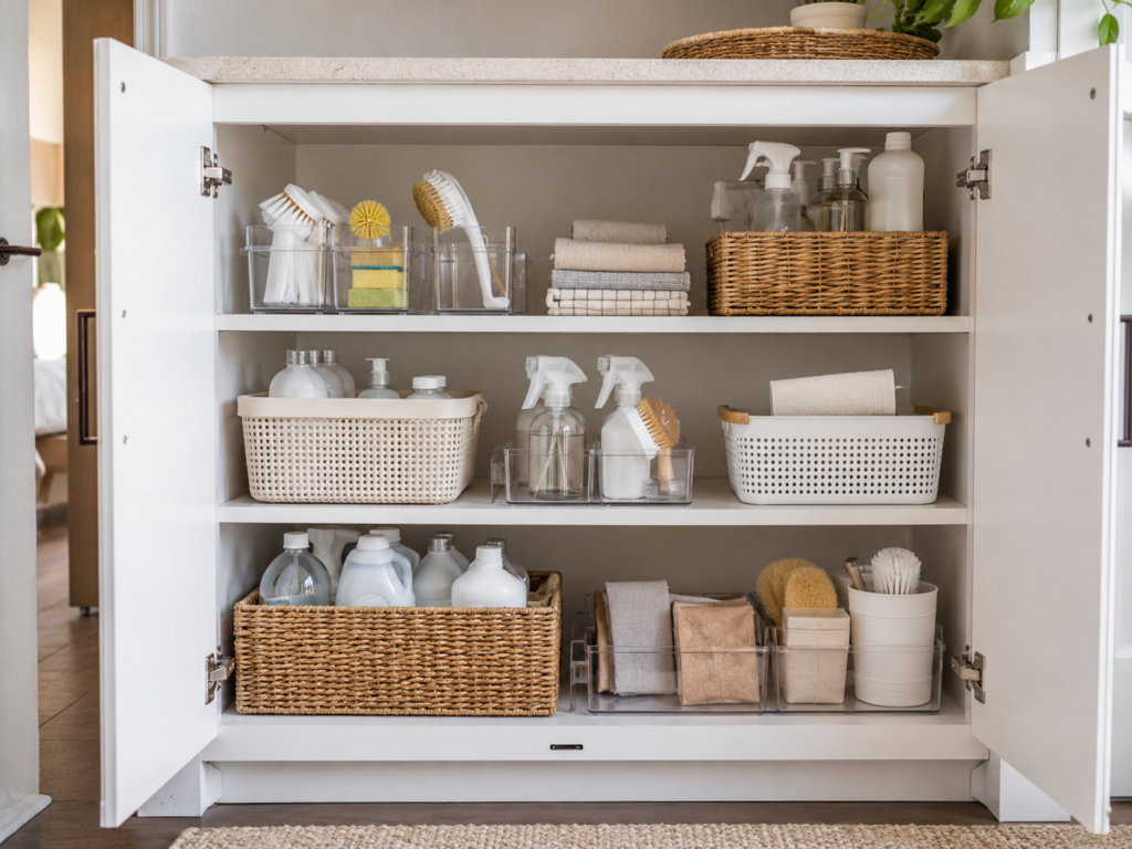 Onde guardar produtos de limpeza na cozinha