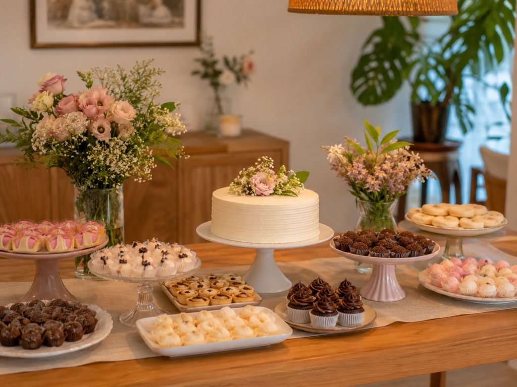Mesa de doces simples para festa em casa