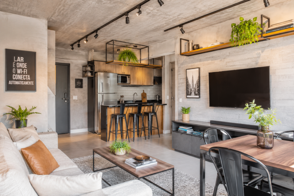 Decoração industrial em apartamento