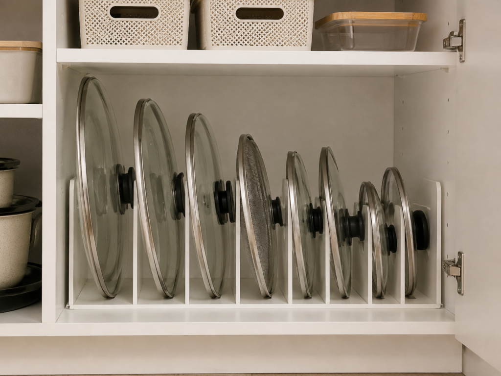 Como organizar tampas de panela